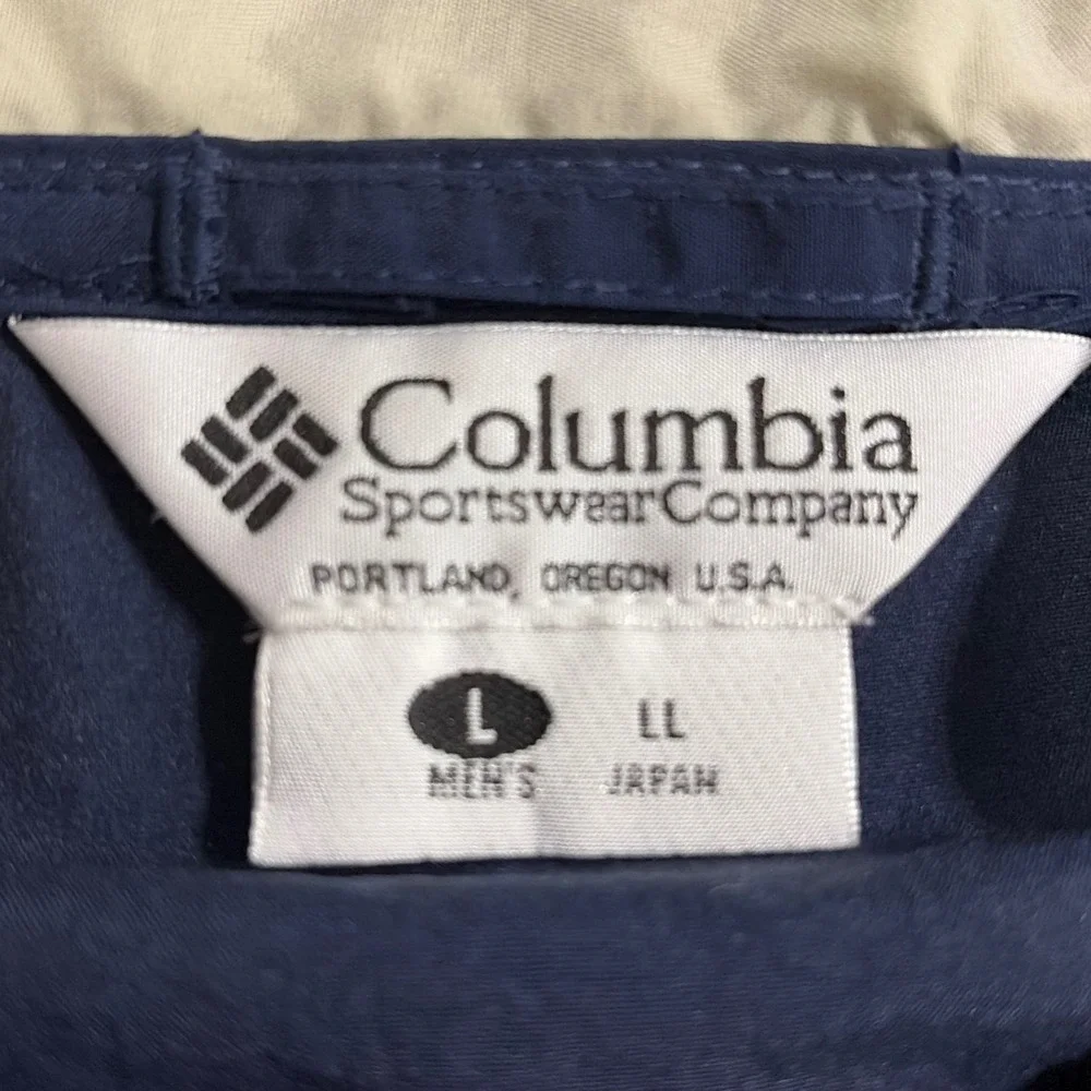 Columbia Anorak Windbreaker Mens Large Navy Blue Pullover KM3720 Hooded Jacket